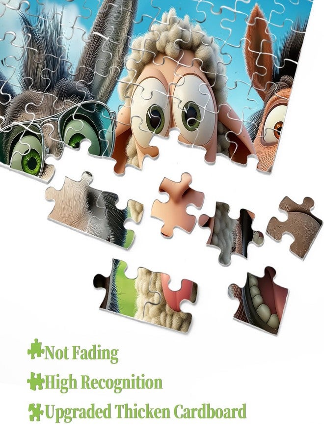 PICKFORU Laughing Ranch Jigsaw Puzzles 1000 Pieces, Funny Farm Animal Puzzles for Adults, Donkey Horse Sheep Puzzle as Home Decor - Image 3